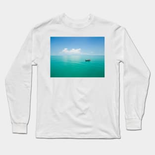 Aerial view of fishing boat on emerald sea Long Sleeve T-Shirt